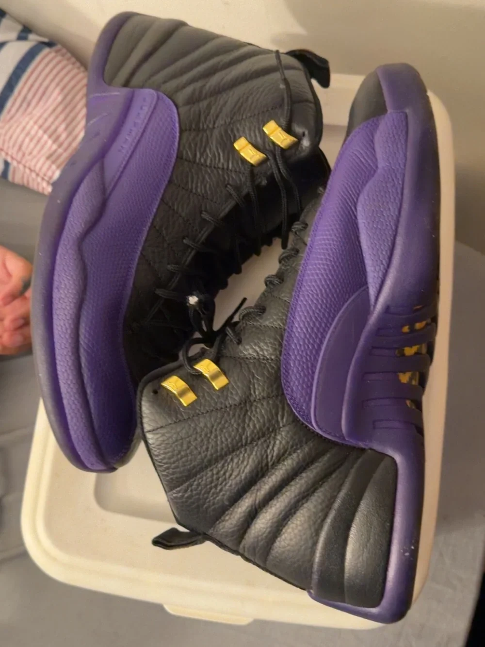 Jordan Men’s Black and Purple High-Top Basketball Sneakers